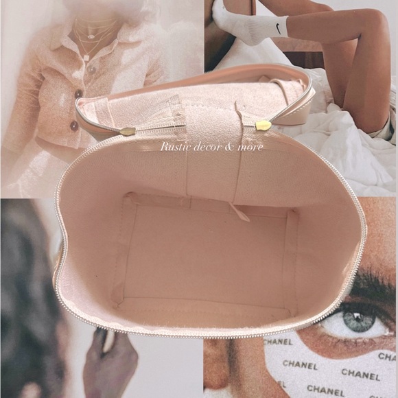 Monat Embossed Pink Makeup Bag Travel Case With Top Handle & Zipper Closure - Picture 2 of 4